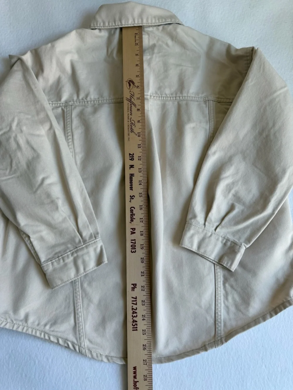 Levi’s Oversized Cream Denim Jacket Small Ivory Trucker Shacket Cotton Jean Coat - Picture 15 of 16